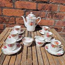 Adderley Vintage Coffee Set - X6 Cup & Saucer, Coffee Pot, Creamer, Sugar Bowl