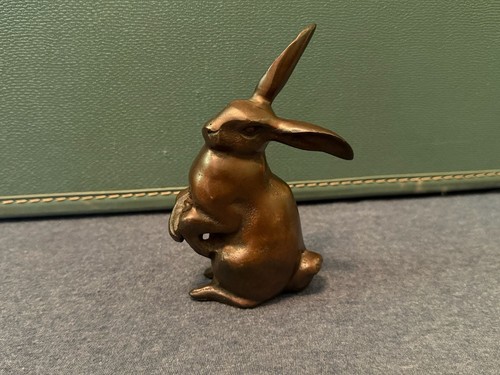 Vintage cast bronze rabbit - vintage,