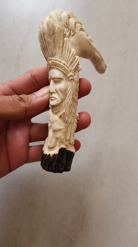 Hand carved deer antler cane - hand-carved,