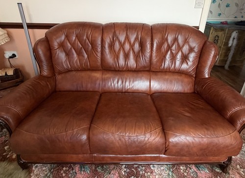 Brown leather seater sofa - brown,
