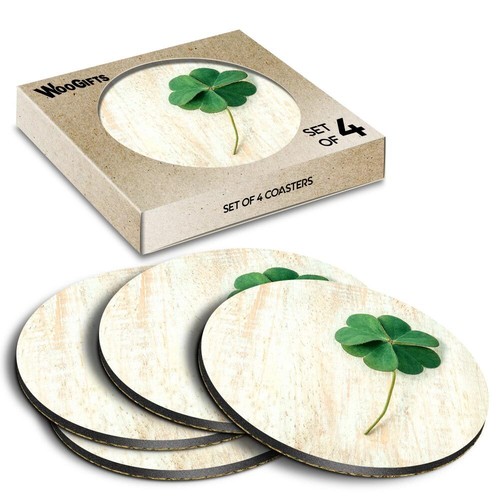 Round mdf coaster lucky - mdf, green