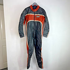 Vintage Lookwell Motorcycle Leathers 1 Piece Black Orange Mens size Medium