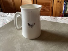 SOPHIE ALLPORT CHINA MILK JUG - SMALL  WHITE CHICKEN/HEN FARM DESIGN