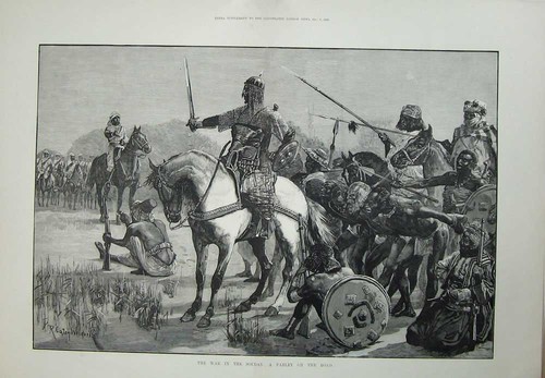Old antique print - old, war