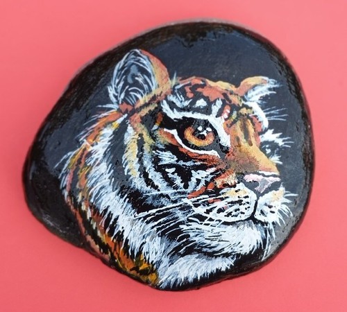 Hand painted pebble stone rock - stone,