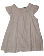 BENETTON Girls A-Line Dress 10-11 Years White Floral OA16