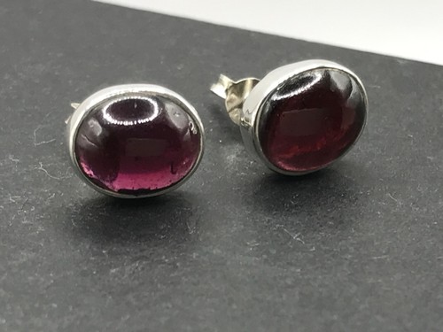 Garnet oval stud - , earrings