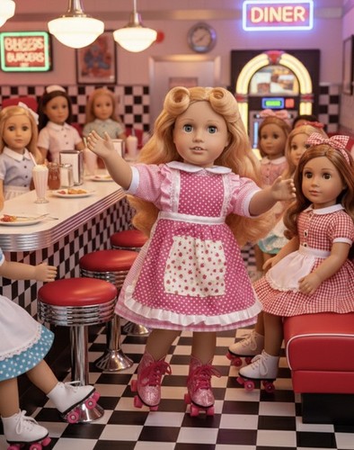 Pink cute diner waitress - diner,