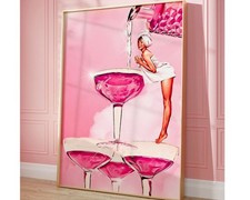 Pink Vintage Bar Cart Print