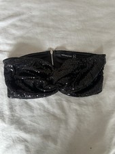 Pretty little thing, Black Sequin. Crop top. Boob tube, Size small.