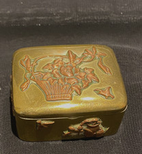 ANTIQUE COPPER AND BRASS  SNUFF BOX ORNATE RAPOUSSE DESIGNS ON ALL SIDES AND LID