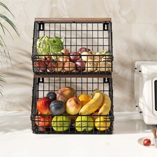 Vegetable Fruit Holder Kitchen Square Baskets Storage Rack Kitchen Oarganizer UK