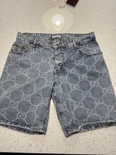 Gucci GG denim Blue Shorts Size 34” Waist Never Worn