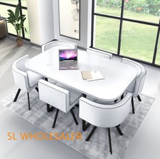  White  Wooden  Dining Table &