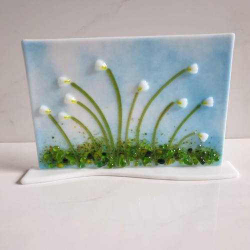 Freestanding glass snowdrops - glass,