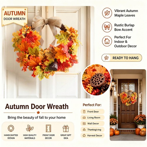 Autumn door wreath - autumn,
