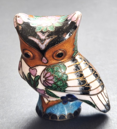 Vintage chinese cloisonne owl - vintage,