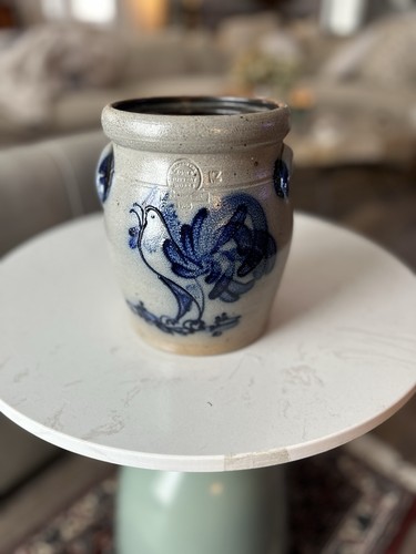 Stoneware crock with cobalt