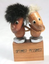 Kitsch / Vintage Optimist / Pessimist Drinks Pourers in Stand - Bolling inspired