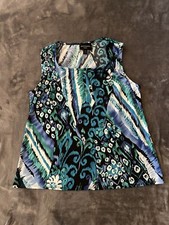 Ladies Blue Patterned Top, Antthony Studio, size Medium