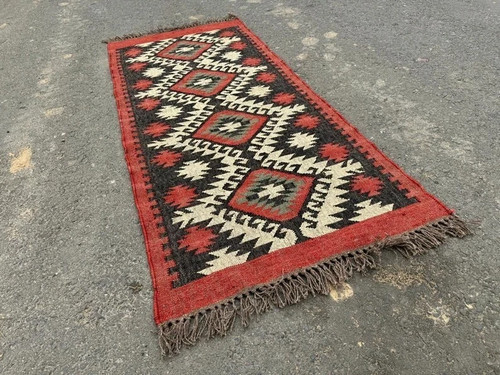 Wool kilim jute area rug - jute,