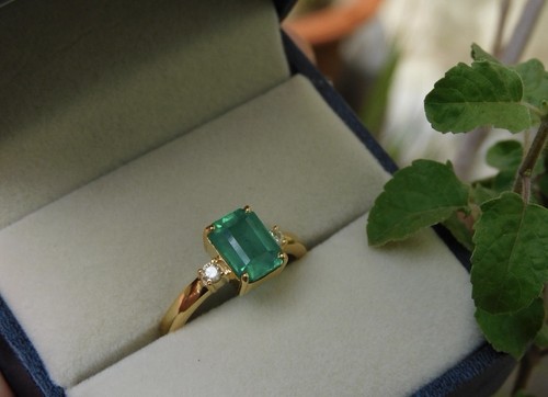 14k solid gold emerald - emerald, ring
