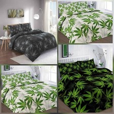 CANNABIS WEED DUVET SET QUILT COVER PILLOW CASES OR BEDSPREAD OR CURTAINS