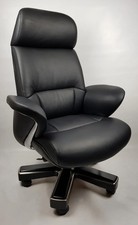Large Luxury Executive Office Chair with Genuine Black Leather Chrome Detailing