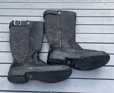 UGG Pure Janina Womens Size UK 4.5 Black Leather Knee High Pull On Rain Boot