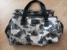 Radley Folk Dogs Oilskin Beige Black Handbag Grab Bag Grab lightweight 