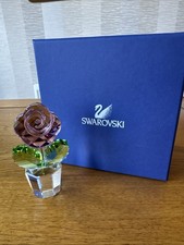 Large 4” Swarovski Crystal Happy Flower Pink Rose, Original Box & Certificate