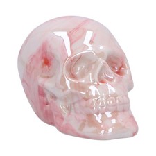 Marbellum Pink Marbled Skull Ornament 7cm Ceramic Nemesis Now