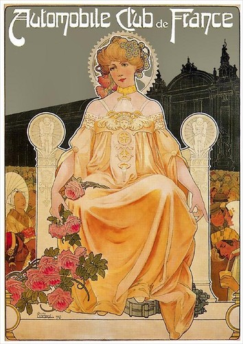 Art nouveau girl automobile - girl,
