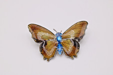 Silver enamel butterfly brooch