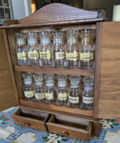 Vintage Wooden Spice Cabinet
