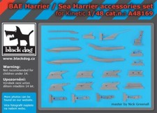 A48169 , BAE Harrier /Sea Harrier accessories set for KINETIC , BLACK DOG , 1:48