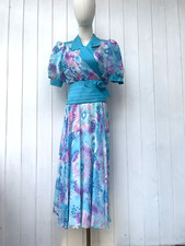 Simon Ellis vintage 70s two piece skirt jacket  floral silk Vintage 10 UK 8