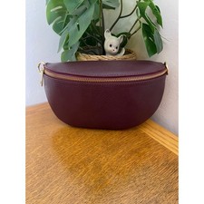 Leather Burgundy Crossbody Bag Made in Italy Gold Hardware *NEW* With Strap