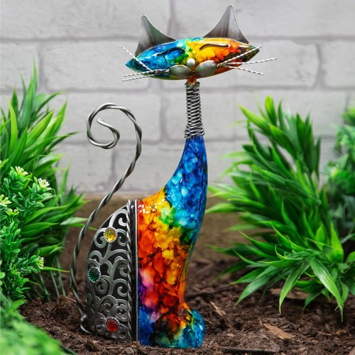 Hand painted metal cat - painted,