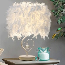 Modern LED Table Lamp White Fluffy Feather Lampshade Desk Lamp Bar Night Light ​