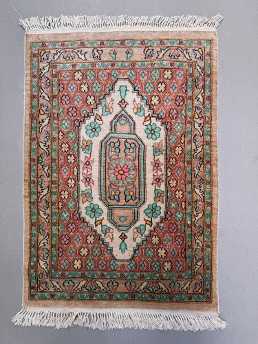 Vintage kashmir silk rug - vintage,