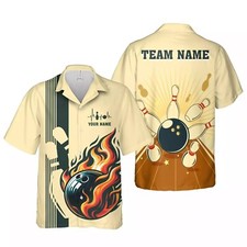 Personalize Bowling Shirt For Men Pins Ball Custom Name Bowling Hawaiian Shirt