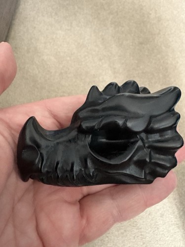 Black obsidian crystal dragon - crystal,