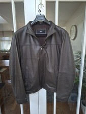 Hugo Boss Mens Dark Brown Leather Jacket UK Size 54 XL 40" - 42" chest EXCELLENT
