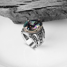 Handmade mystic topaz - mystic, men's