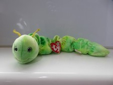 TY Squirmy the Glow Worm Soft Plush Toy Iridescent Green Beanie Baby