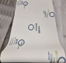 Blown Vinyl Wallpaper by Rasch Elegance Classy Retro off White Blue Green Brown