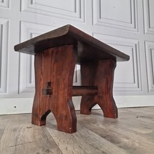 Small Antique  Side Table - Rustic Primitive Arts & Crafts Solid Wood Refectory