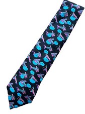 LEONARD PARIS DESIGN 069 BLACK BLUE PINK AEROPLANE PRINT 100% SILK TIE