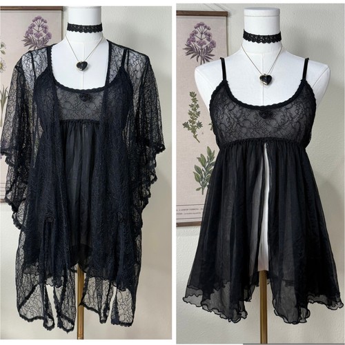 90s y2k black nylon babydoll - y2k,